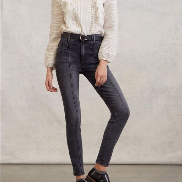 NWT Anthropologie MOTHER The Swooner Ultra High-Rise Seamed Skinny Jeans Size 32 - Picture 4 of 5